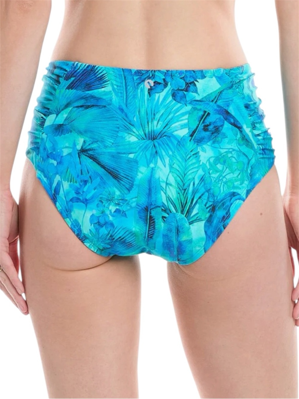 NWT Next Swimwear Tropical Floral High-Waist Bikini Bottoms Size Large Blue
